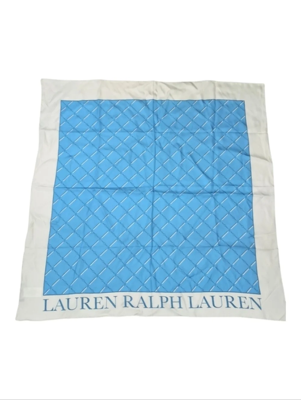 LRL Ralph Lauren~Black Label Women's Silk Crest Scarf~Light Blue~Quiet Luxury
